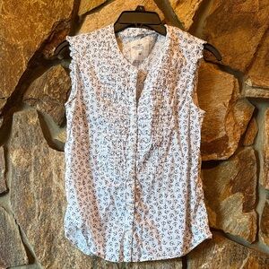 H&M White and Black Anchor Print Blouse